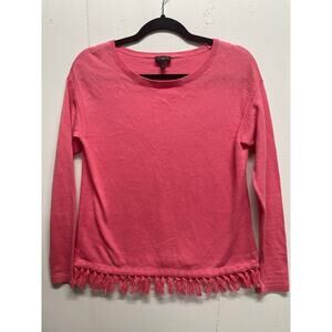 Talbots Womens Petite Coral Pink Sweater Size Small Fringe on Bottom